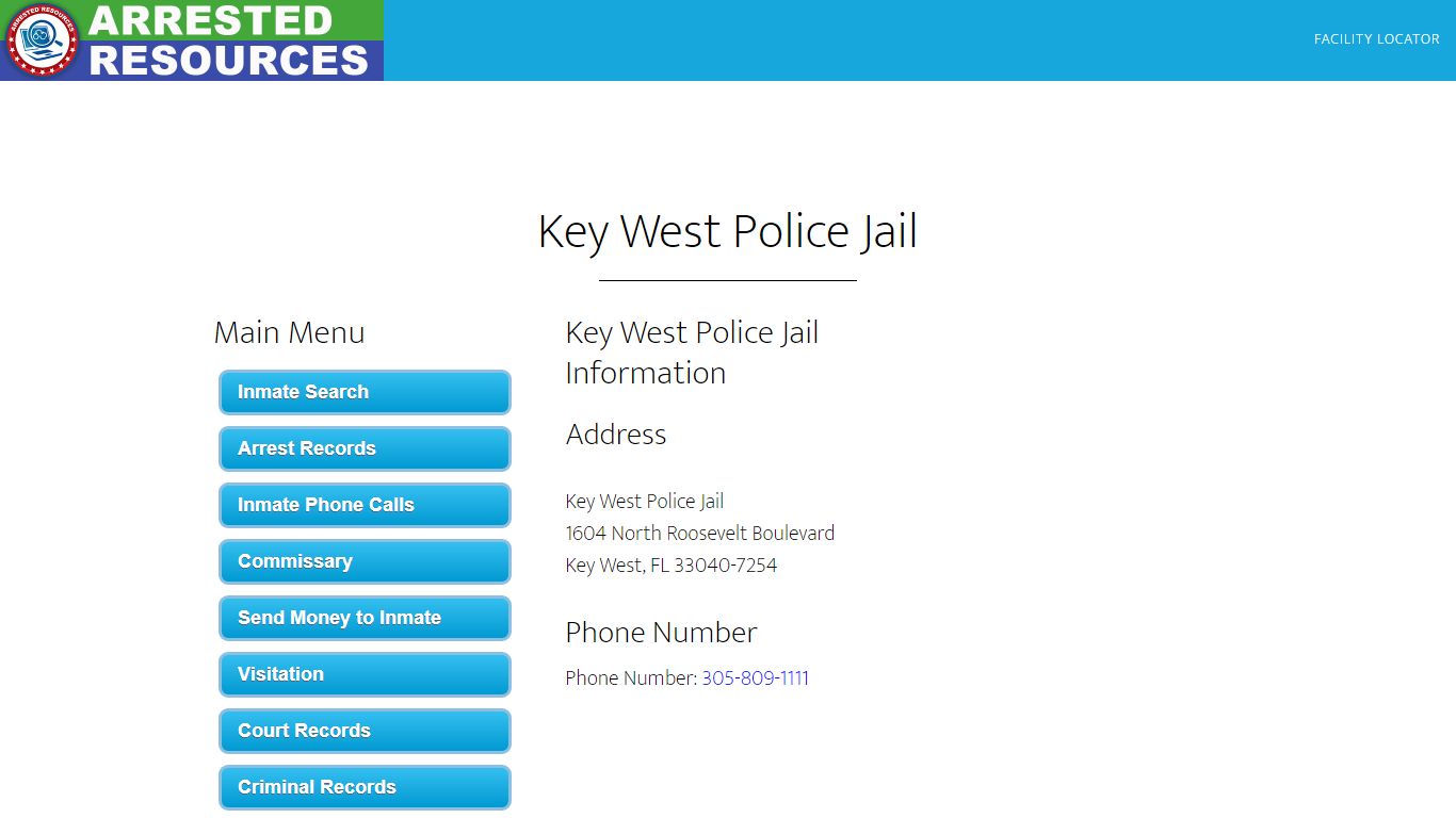 Key West Police Jail - Inmate Search - Key West, FL - Arrested Resources